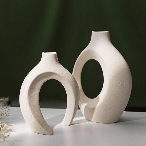Vase nordique en céramique blanc mat – Image 4