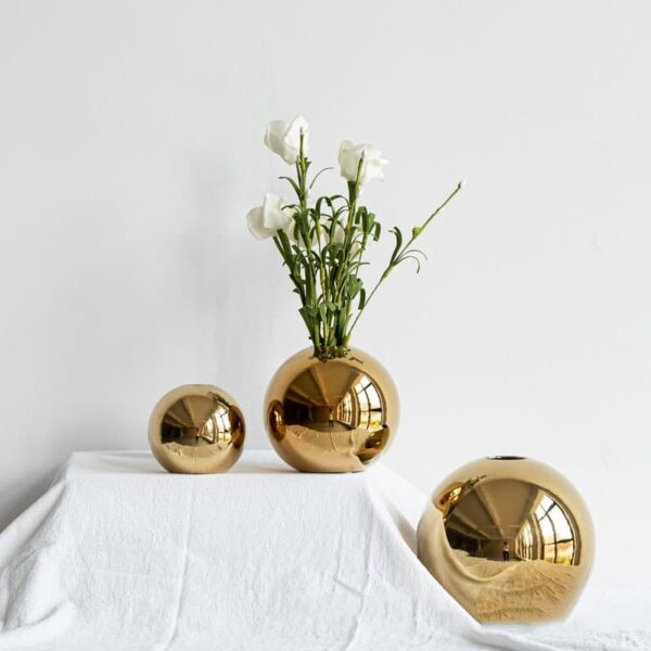 Vase à fleurs en céramique galvanisé doré – Image 5