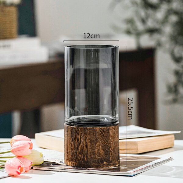 Vase en verre avec Base en bois – Image 7