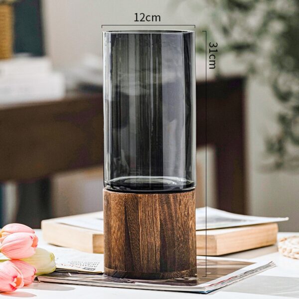 Vase en verre avec Base en bois – Image 8