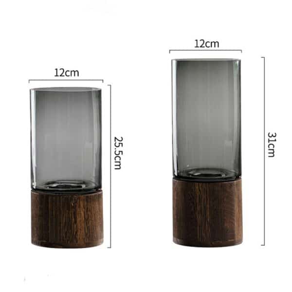 Vase en verre avec Base en bois – Image 2